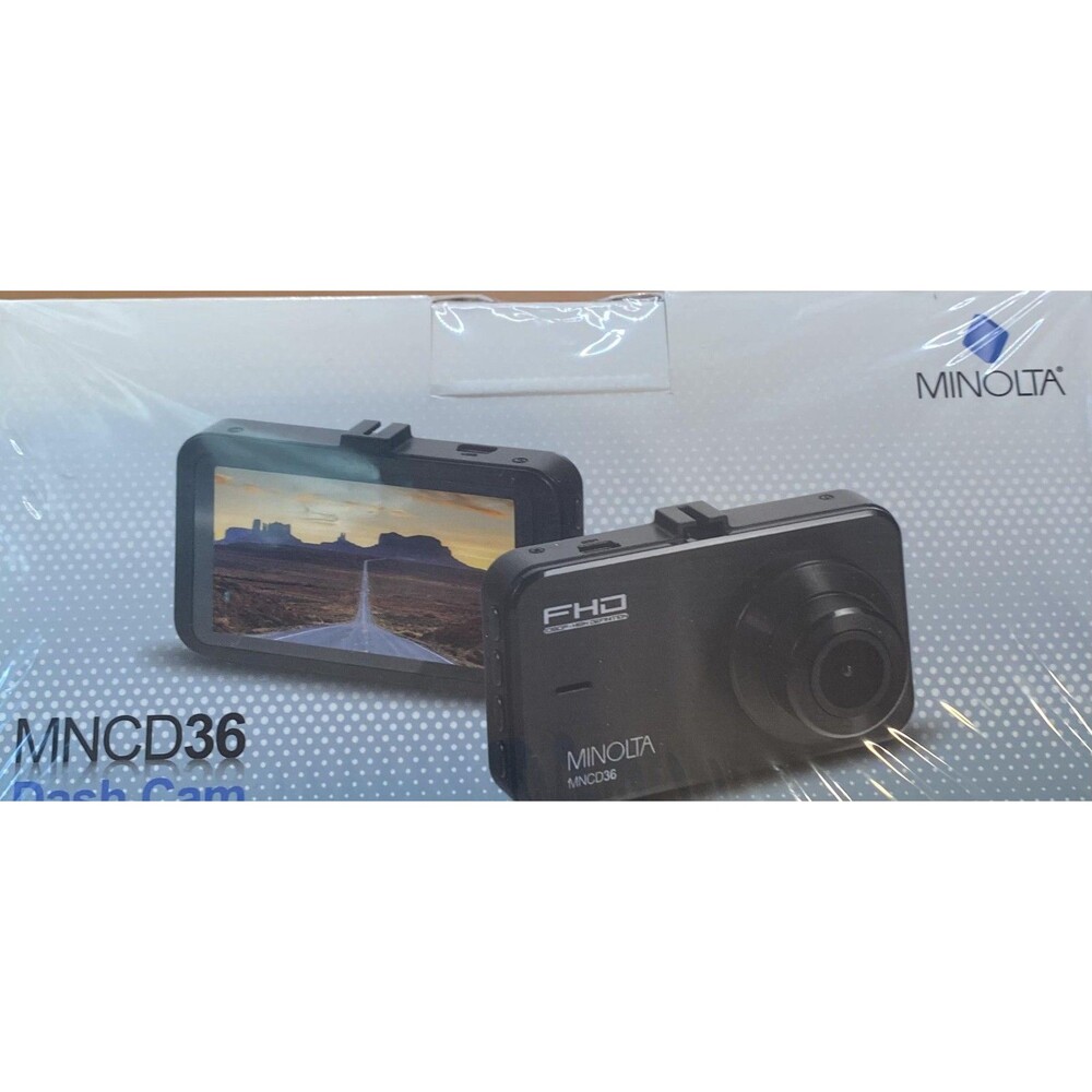 Minolta MNCD36 Dash Cam 1080p FHD 3.0" LCD 120° Wide Black New 16GB Sealed